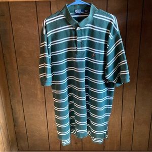 Polo Ralph Lauren Polo Shirt Mens 2XLT Green Striped Short Sleeve Vintage Casual